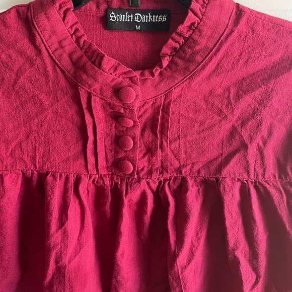 Scarlet Darkness High Neck Peasant Top - Picture 2 of 6